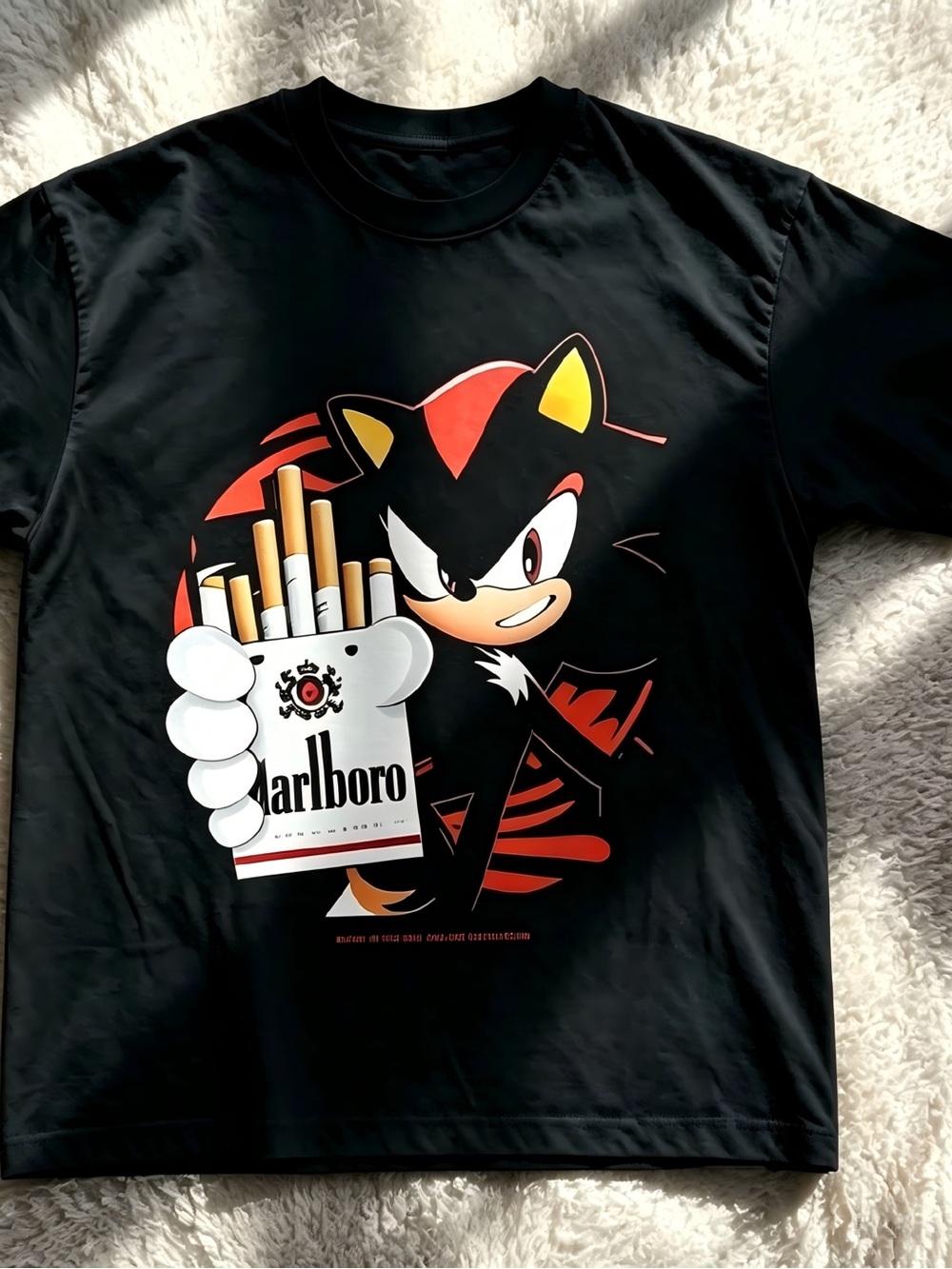 Shadow The Hedgehog Marlboro Graphic Black Vintage Womens Mens T-shirt Unisex